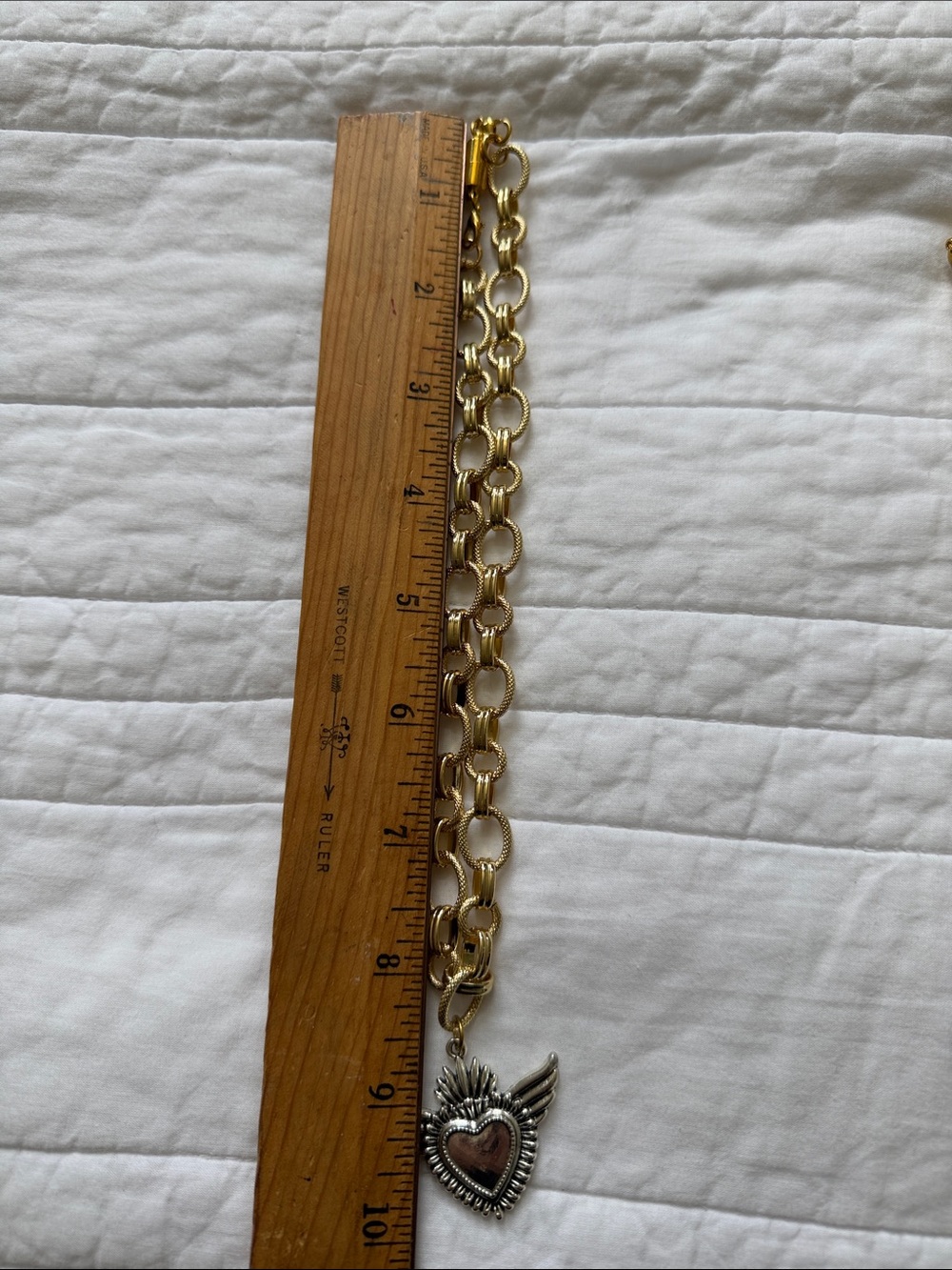 Gold and Silver chunky Heart Pendant Necklace - Picture 8 of 8